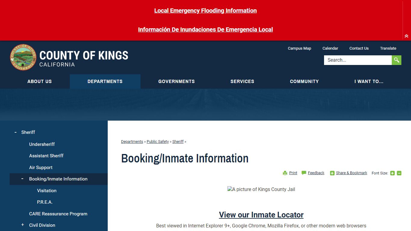 Booking/Inmate Information | Kings County